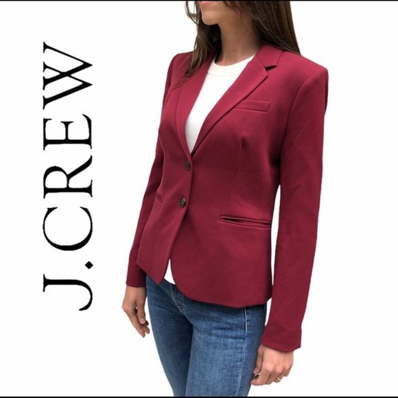 J Crew Schoolboy Jacket Blazer Two Button Lined Notch Lapel Maroon Burgundy Red - Picture 13 of 13